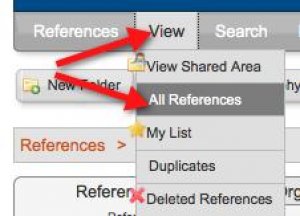 A screenshot shows use of the "View" menu to select "All references"