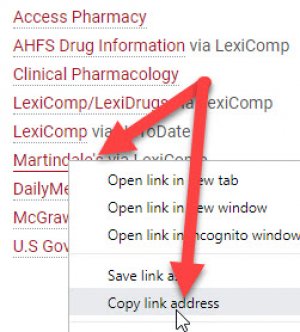 screenshot of process of copying Martindale's link