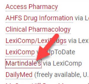 A screenshot showing the location of the Martindale's link
