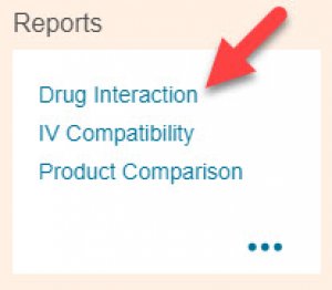 A screenshot with an arrow pointing to the "Drug Interaction" link.