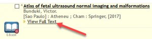 A screenshot of the atalog search result with an arrow pointing to the "View fFull Text" link.