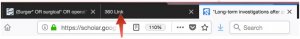 A screenshot showing selection of the 360 link tab.