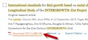 A screenshot of the first search result with an arrow pointing to the "pdf" link.