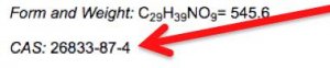 A screenshot of the "CAS Registry" entry in the Martindale monograph for omacetaxine.