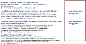 A screenshot with a box outlining the area where links to freely available articles appear.