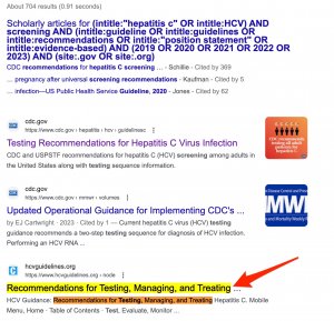 A screenshot showing the desired search result.