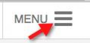 A screenshot showing an arrow pointing to the three horizontal line-containing, "menu" icon.