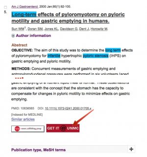 A screenshot showing position of the "GetIt!@UNMC" button.